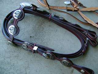   WESTERN COWBOY BILLY COOK TOOLED HEADSTALL, BRIDLE REINS  