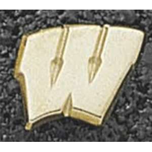 Wisconsin Badgers Motion W 3/8 inch Post 14kt Gold Earrings  