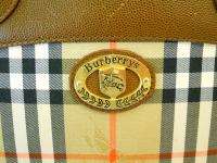 USED Burberry Haymarcket Check print Handbag 100% Authentic Free 