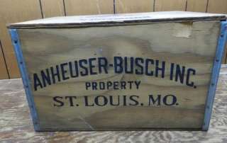   BUSCH BUDWEISER Beer Wood Box Crate w/ Bottle Cap Checkers Top  