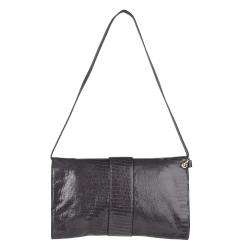   Choo Rivera Grey Patent Textured Leather Clutch  Overstock