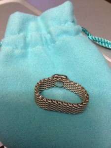 Available to you is a Tiffany & Co 925 Somerset Mesh Heart Ring. This 