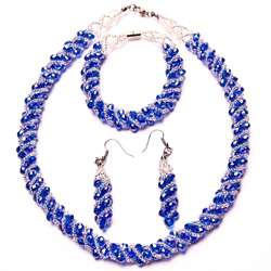 Bleek2Sheek Blue colored Crystal Twirl Jewelry Set  