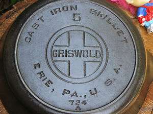 Griswold Erie 5 Large Block Logo w/Heat Ring 724 Cast Iron Skillet 