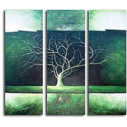 Green Tree Night Hand painted Canvas Art  Overstock