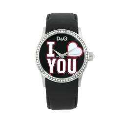Dolce & Gabbana Womens I Love You Black Leather Watch   