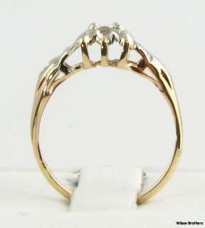   Euro Cut Diamond Engagement Ring   14k Solid Yellow & White Gold