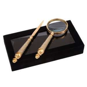  Andrea By Sadek Magnifier Glass And Opener   Gold/ Jewel 