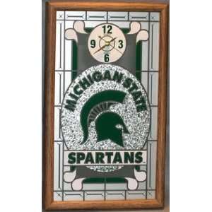 Michigan State Spartans Wall Clock Wooden Frame NCAA College Athletics 