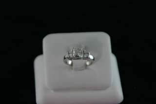 14KT White Gold 3 stone Cubic Princess Cut Ring  