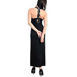 Stanzino Womens Black Faux Leather Halter Maxi Dress  Overstock