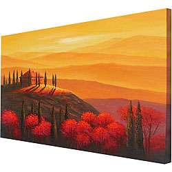 Hand painted Sunset Tuscany Canvas Art  Overstock