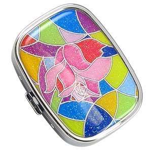  Glittery Rose Pill Medicine Box Container Compact Beauty