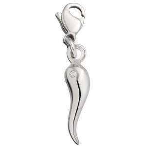  Sterling Silver and Diamond Charm   Italian Horn: Baby