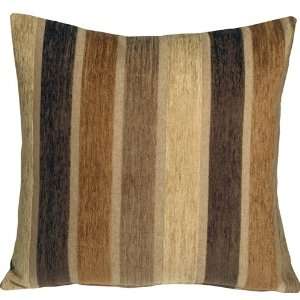  Pillow Decor   Savannah Stripes 20x20 Brown Cream Chenille 