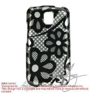Silver Black Daisy Protector Case for LG Optimus T (P509) T Mobile