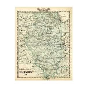  Official Railroad Map of the State of Illinois, c.1876 
