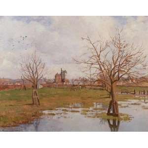  Oil Painting Landscape with Flooded Fields Camille 