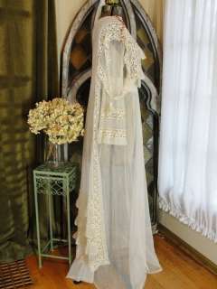 Stunning Antique Net Lace Edwardian Titanic Style Wedding Dress Gown 
