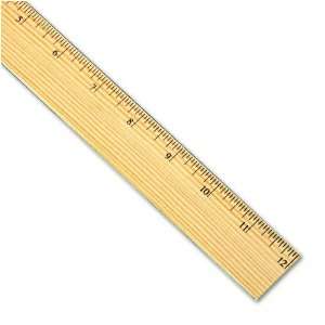   Wood Ruler with Double Metal Edge, 12, Clear Lacquer Finish Office