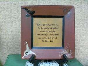 Square Wood Plate with Halloween poem & decor  