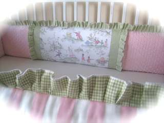 CUSTOM OVER THE MOON TOILE AND PINK STRIPE BABY CRIB BEDDING SET 