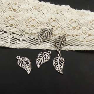 16*13mm Antique style silver tone leaf shaped jewelry charm pendants 