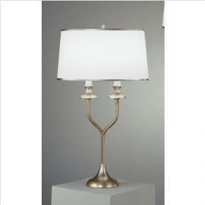   Abbey Silver Leaf Finish Candelabra Arm Table Lamp: Home Improvement