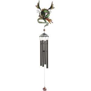   Copper Wind Chime with Green Dragon Blowing Fire: Patio, Lawn & Garden