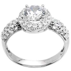   Size 8  Sterling Silver Round Cubic Zirconia Ring  1.23 ct tw: Jewelry