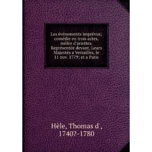   , le 11 nov. 1779; et a Paris Thomas d, 1740? 1780 HÃ¨le Books