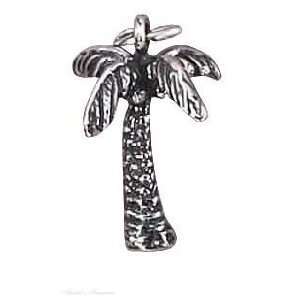    Sterling Silver 3D Tropical Or Oasis Palm Tree Charm: Jewelry