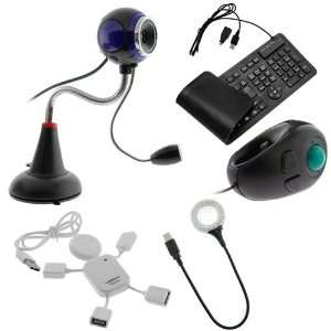 Megapixel USB Webcam with Microphone + Black USB Handheld Trackball 