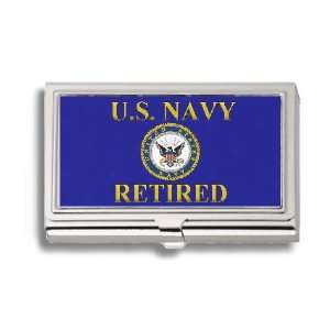  US Navy Retired Insignia Business Card Holder Metal Case 
