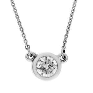  14k White Gold 1/2 cttw Colorless Diamond Bezel Necklace, 18 Jewelry