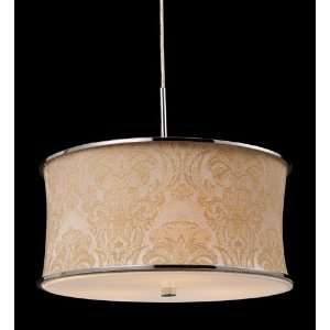   Pendant In Polished Chrome With Gold Damask Shade