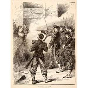  1874 Wood Engraving Shooting Executing Petroleuse Woman 
