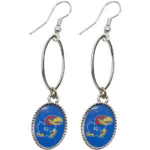 Kansas Jayhawks Silvertone Dangle Earrings  Sports 