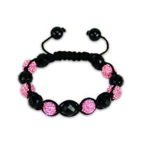  Onyx Pink Shamballa Bracelet  Hip Hop Jewelry  Crystal 