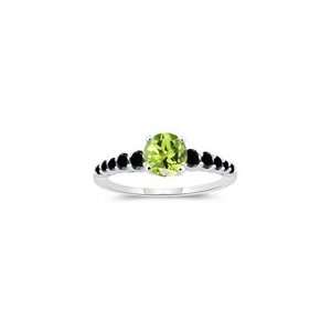  0.48 Cts Black Diamond & 1.22 Cts Peridot Engagement Ring 