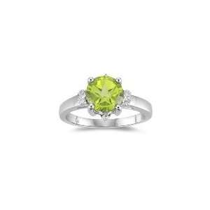  0.14 Cts Diamond & 2.04 Cts Peridot Ring in 10K White Gold 