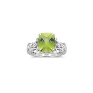 0.06 Cts Diamond & 4.12 Cts Peridot Ring in 14K White Gold 