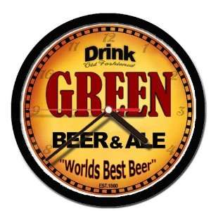GREEN beer and ale cerveza wall clock