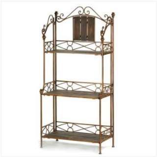   : Rustic Wood Metal Bakers Rack Storage Display Shelf: Home & Kitchen