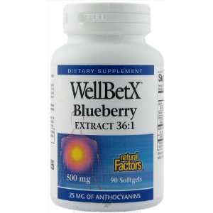  Natural Factors Wellbetx Blueberry Extract 500mg Softgels 