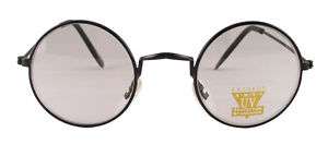 Vintage Round Clear Lens Black Hippie Glasses 6001ACL  