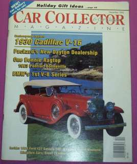CAR COLLECTOR & CAR CLASSICS MAGAZINE..DECEMBER/1992  