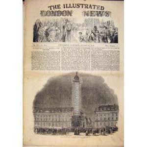  Column Place Vendome Paris France Old Print 1852