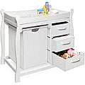 White Changing Table with Hamper and Three Baskets 