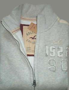 NWT HOLLISTER by ABERCROMBIE SWEATSHIRT CLASSY GREY RUGBY TRACK JACKET 